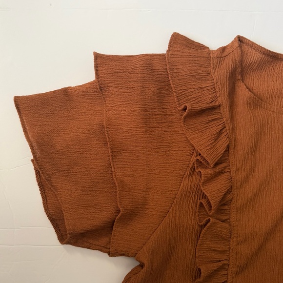 Express Brown Ruffle Top - Picture 3 of 4